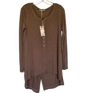 NWT~Gimmicks By BKE Women's Long Sleeve Brown Bohemian Flowy Midi Dress Size XS